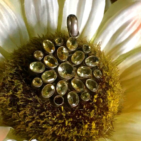 Vintage Citrine and Sterling Silver Pendant, Large - Picture 2 of 4